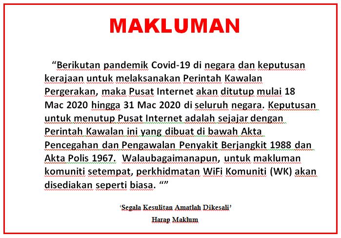 notis tutup convid 19