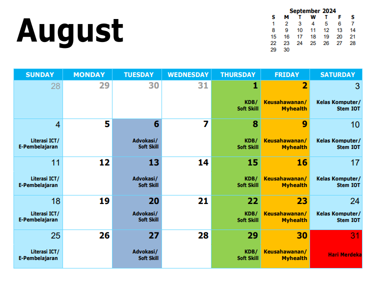 jadual ogos 2024